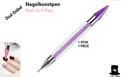 Bob Online ™ - 2-in-1 – Paars – Nagelkunstpen met dubbel uiteinde – nagelkunst Gereedschap Pen – Nail Art Hulpmiddel – Voor het oppaken van strass Steentjes, Kri Stallen, Studs, Edelstenen, Sieradenkralen, Pailletten enz. – 2-in-1 Nail Art Pen