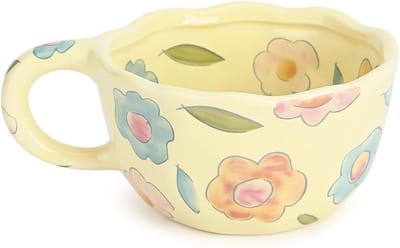 Schattige keramische koffiemok met bloemenprint, ideaal voor Valentijnsdag en Moederdag, perfect voor latte, thee en melk - 250ml