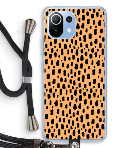 Case Company® - Hoesje met koord geschikt voor Xiaomi Mi 11 Lite hoesje met Koord - Panter - Telefoonhoesje met Zwart Koord - Bescherming aan alle Kanten en Over de Schermrand