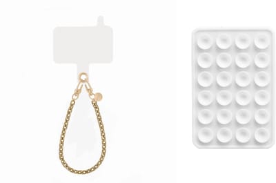 xoxo Wildhearts Telefoonkoord Dreamy kort + Telefoonsticker Stick On Me Square Wit – geschikt voor alle telefoonhoesjes
