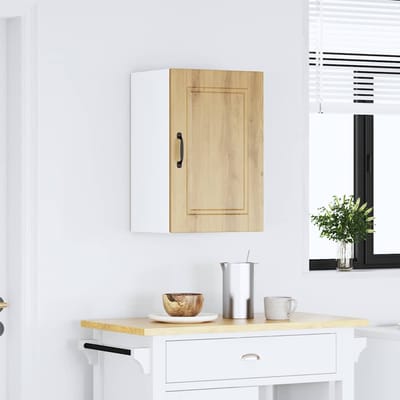 vidaXL - Keukenbovenkast - Porto - bewerkt - hout - artisanaal - eikenkleur