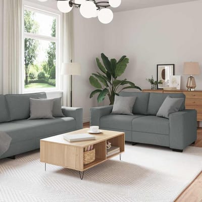 vidaXL - 3-delige - Loungeset - met - kussens - stof - donkergrijs