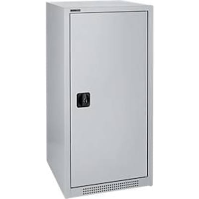 Schäfer Shop Genius draaideurkast FS, staal, met ventilatieopeningen, B 545 x D 620 x H 1105 mm, 3 OH, alu wit/blank aluminium, tot 250 kg
