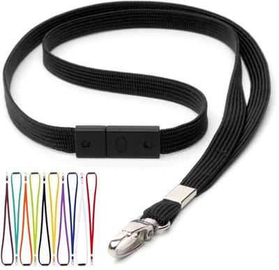 Jhubersproducts - Breakaway Veiligheid Lanyard - Draaibare Metalen Clip - Bulk Verpakking - Zwart - ID-kaarthouder - Geschikt voor Werk en Vrije Tijd