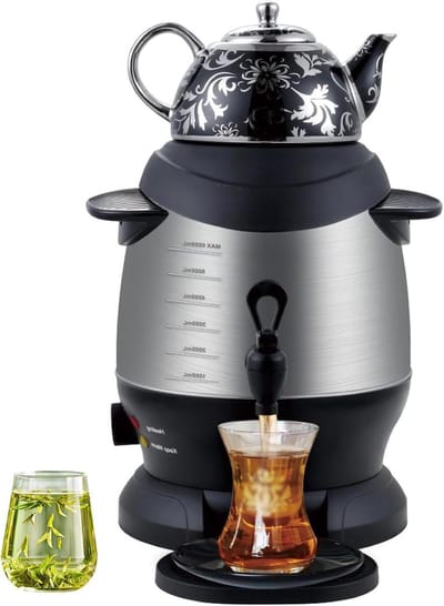 Elektrische Samovar Theemaker - Waterkoker Theepot - Thee Zetten - 2-in-1 Functie - 5L + 1L - Zwart