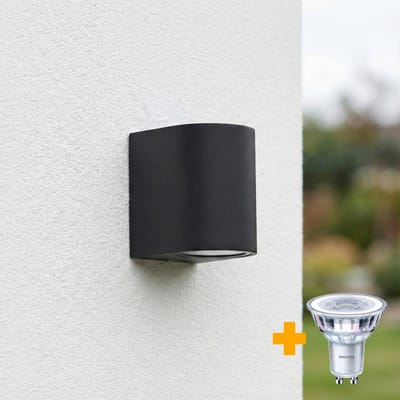 PHILIPS LED Wandlamp | Buitenlamp | Sacramento| Incl. Philips lichtbron | Zwart | 4000K - Naturel wit (840)