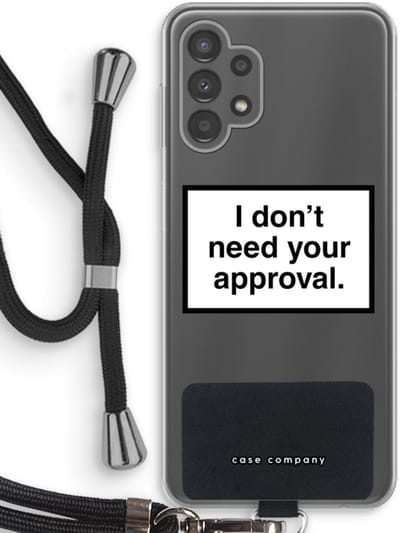 Case Company® - Hoesje met koord geschikt voor Samsung Galaxy A13 4G hoesje met Koord - Don't need approval - Telefoonhoesje met Zwart Koord - Bescherming aan alle Kanten en Over de Schermrand