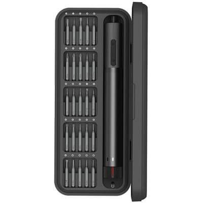 ochama E2 elektrische schroevendraaierset, compact en draagbaar formaat, 25 schroefbits inbegrepen, 80 minuten extreem lange batterijduur,