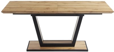 Vente-unique Uittrekbare eettafel 6-10 personen in mdf en metaal - Houtlook en zwart - VITENO