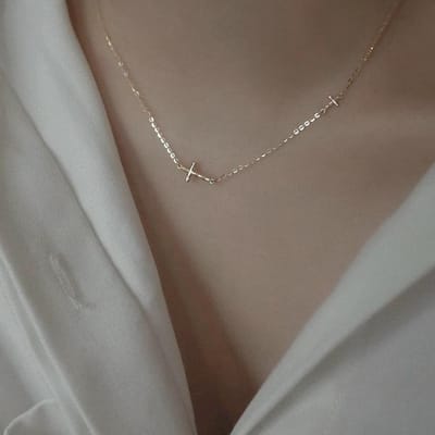 S925 Sterling Zilveren Handgemaakte Hangende Kruis Sleutelbeenketting Vrouwelijke Slanke Geloofskruis Licht Luxe Ketting 925 gray