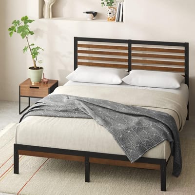 Kingsize Bedframe 160x200 cm - Metaal en Bamboe - Industrieel Design