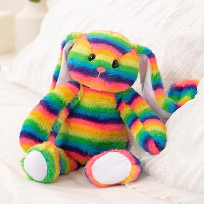 35cm Regenbooggestreepte Konijn Paas Zacht Pluche Speelgoed Schattig Dier Konijn Pluche Knuffels Pop Verjaardagsdecoratie Fijne Paasdag Cadeaus 35cm blue