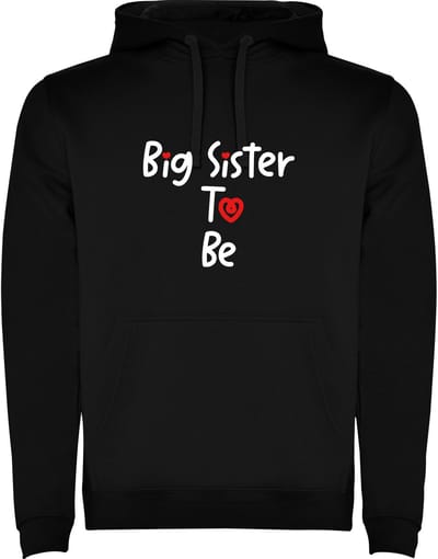 Zwarte Hoodie De Grote zus in Wording met hartjes - Big Sister to Be Maat M