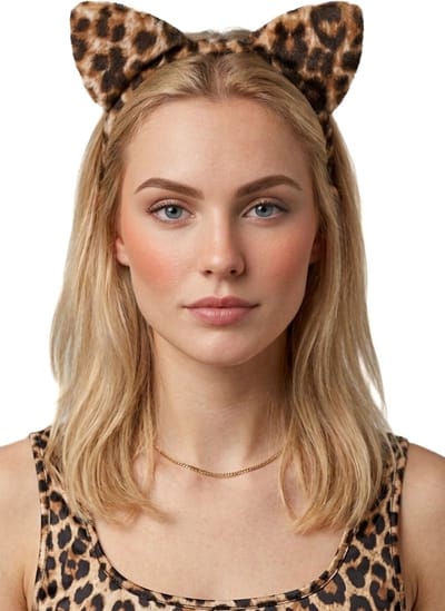 KIMU® Haarband Luipaard Oren - Diadeem Panter Cheetah Oortjes - Luipaardprint Panterprint Safari Jungle Kat Poes Poesje Festival