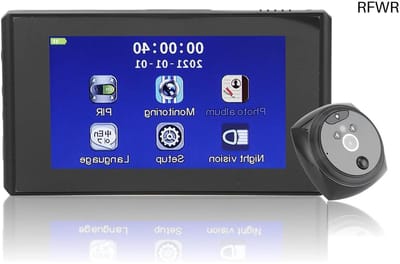 RFWR® Video-deurbel met 4,3 inch HD-scherm en 2MP-camera, groothoek, nachtzicht en bewegingsdetectie