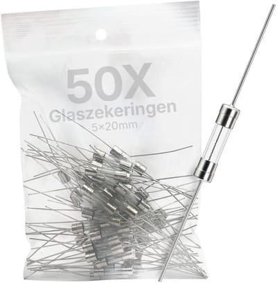 VLTG Glaszekering met Soldeerdraad - 5x20mm - 500mA - Traag (T) - 250V AC - 50 stuks