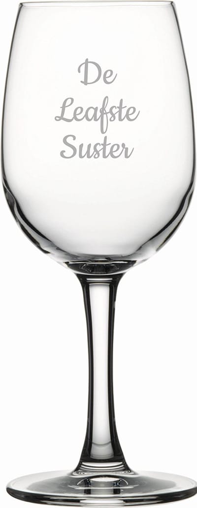 Gegraveerde witte wijnglas 26cl De Leafste Suster