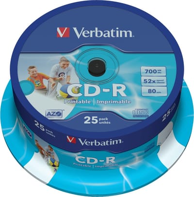 Verbatim 43439 CD-R AZO Wide Inkjet Printable Schijven