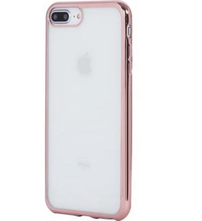Bigben Connected, Hoesje geschikt voor iPhone 6 Plus / 6S Plus / 7 Plus / 8 Plus - Flexibel met Metalen Rand, Transparant