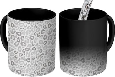 Magische Mok - Foto op Warmte Mokken - Koffiemok - Luipaard - Motief - Grijs - Magic Mok - Beker - 350 ML - Theemok