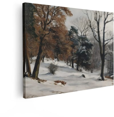Artaza Canvas Schilderij Besneeuwd Bos - 120x90 cm - Wanddecoratie Winter Landschap - Muurdecoratie Natuur - Decoratie Bomen Woonkamer