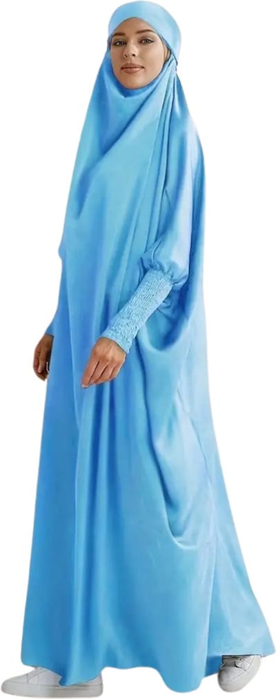 Bovista Islamitische Kleding - Djellaba Dames - Moslim Kleding - Arabisch Dames Kaftan - Alhamdulillah - Lichtblauw