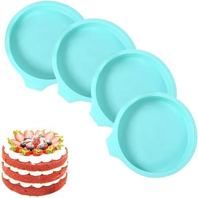 Dailygoods- Taartvorm rond 15 cm - 4 stuks - Siliconen - Hittebestendig - Vaatwasserbestendig - Perfect voor decoreren - Bakvorm