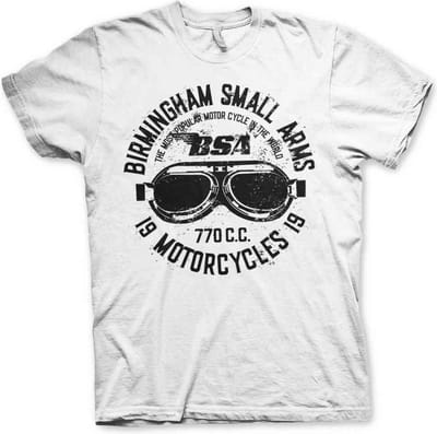 BSA Heren Tshirt -S- Birmingham Small Arms Goggles Wit