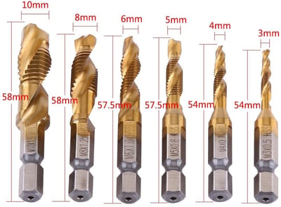 Dailygoods- Tapboorset 6-delig - HSS Tapboor met Spiral Design - M3/M4/M5/M6/M8/M10 - Hoogwaardige Staal - Tappen en Boren in Één Stap - Boorset