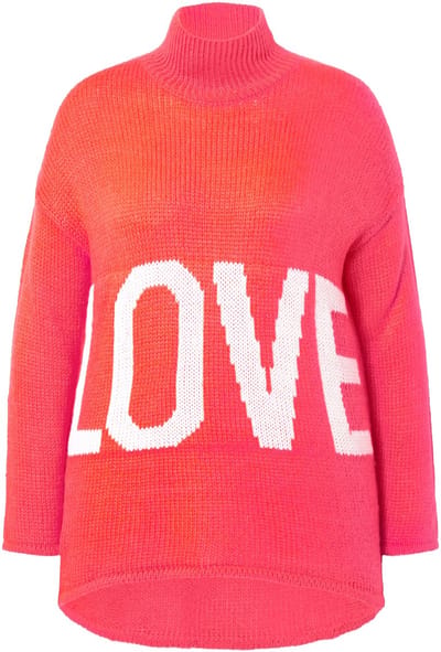 Angel of Style - Dames - Trui A-lijn LOVE-tekst - Koraal - Maat 42+