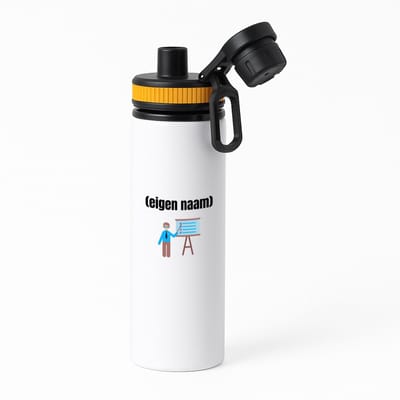 Hacebo® - docent met checklist met eigen naam waterfles met draaidop oranje - Docent - meesters of juffen - collega's - verjaardag - afscheidscadeau - geschenk - kado - water fles - 850ML