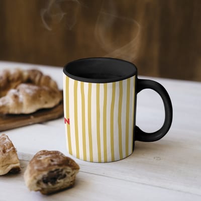 Magische Mok - Foto op Warmte Mokken - Koffiemok - Strepen - Abstract - Yes you can - Rood - Magic Mok - Beker - 350 ML - Theemok - Mok met Tekst