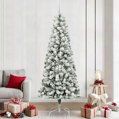 vidaXL - Kunstmatige - Hinged - Kerstboom - 300 - LED's - Groen - en - Wit - 240 - cm