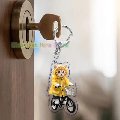 Porte-clés Chat Drôle Porte-clés Anneau pour Accessoires Sac Pendentif Porte-clés Bijoux Animal Mignon Animal de Compagnie Llaveros Cadeaux Amis Chats Cools gray