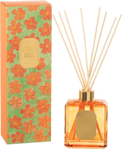 J-Line geurstokjes Hapiness Blooms - Orange Flowers - glas - oranje/groen