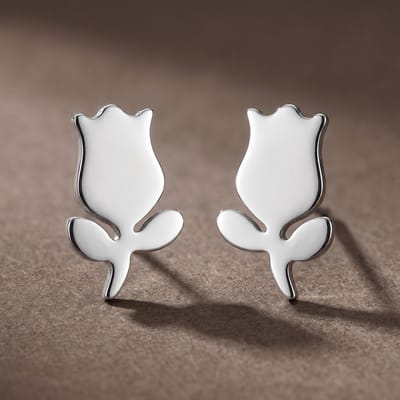 Lundholm Fiene Oorknopjes Dames Zilverkleurig – Premium Stainless Steel Jewellery – Oorbellen Dames Bloem Tulpen Oorknopjes – my Scandinavisch Design