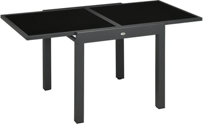 Stemily Tuintafel - Uitschuifbaar - Glazen Blad - Binnen & Buiten - tot 50 KG - 2 tot 6 Personen - 80 - 160 x 80 x 75 cm