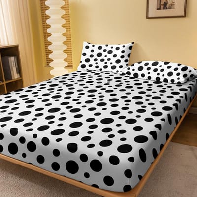 1 Stuk Wit Achtergrond Zwart Rond Patroon Mat Hoeslaken, Slaapkamer Bedrukt Sprei, Beddengoed (Exclusief kussenslopen) 71x132cm white