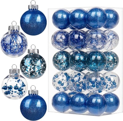 30 Stuks Onbreekbare Kerstballen 50mm in Blauw - Decoratieve Versieringen voor Kerstboom, Halloween en Bruiloft