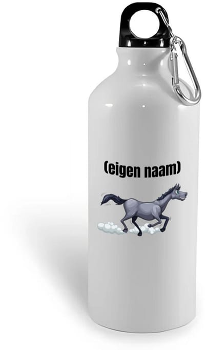 Hacebo® - rennend paard met eigen naam waterfles - Paarden - dieren liefhebber - iemand die houdt van paarden - verjaardag - cadeau - kado - geschenk - water fles - 400ML