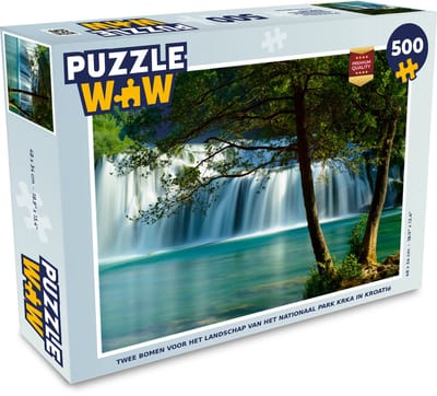 Puzzel Twee bomen voor het landschap van het Nationaal park Krka in Kroatië - Legpuzzel - Puzzel 500 stukjes