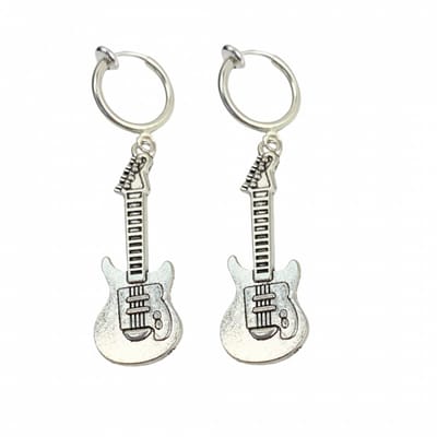 Klem oorbellen- gitaar- muziek- zilverkleur-geen gaatje-Charme Bijoux