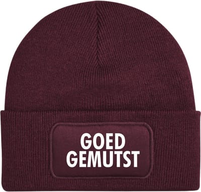 Wintermuts burgundy | wit - Goed gemutst - soBAD. | Unisex | Skimuts | Muts | Kou | met grappige tekst | Winter | Beanie | Bordeaux rood