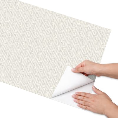 Coloray Meubel Wrap Folie - Beige Meubelfolie - 50x100 cm - Wrapfolie Keuken Elegante bogen - Decoratiefolie - Minimalist Meubelfolie - Meubel Wrap Folie - Woonkamer decoratie - Achtergronden en patronen