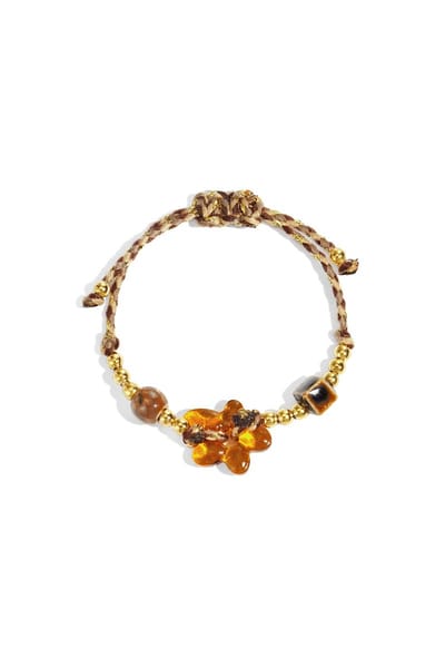 Polyester Kralen Armband - Bloemen - Dames sieraden - Bruin - Verkleurt niet - Cadeau - Goudlief