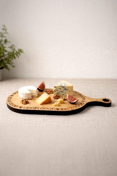 Houten Serveerplank - Rustieke Snijplank - Brood Kaas Pizza - Massief Vurenhout - 38.5 x 17 cm - Natuurlijk