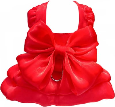 OLOEY Hondenjurkjes voor kleine teefjes- kattenjurkjes alleen voor katten- roze huisdierjurkjes met strik- schattige zomerrokjes voor teefjes- mouwloze kleding voor kleine chihuahua's en Yorkshire terriërs (rood- maat L (voor 4,5-5,5 kg))