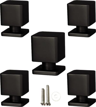 MSQDESIGN - Kastknop zwart vierkant (Metaal) - Kastknoppen zwart - 5 stuks - Deurknopjes zwart voor kast - Deurknop - Deurknopjes zwart - handgreep zwart - meubelknop zwart - Meubelknoppen zwart - deurknoppen zwart - ladeknoppen voor deurtjes
