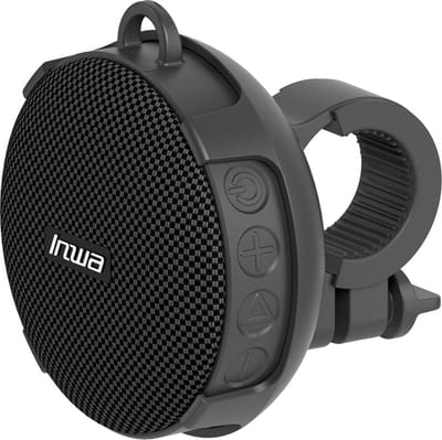 HR Goods - Inwa Draagbare Mini Outdoor Bluetooth Speaker - Waterbestendig - Stuurbevestiging - Zwart - Inclusief karabijnhaak voor ophangen speaker