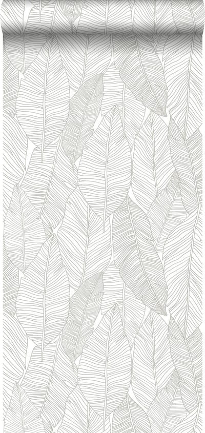 ESTAhome behang getekende bladeren warm grijs - 53 cm x 10.05 m - 139009